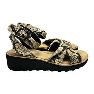 Clarks Jillian Bella Taupe Snake  Comfort Wedge Sandals SIZE 7.5